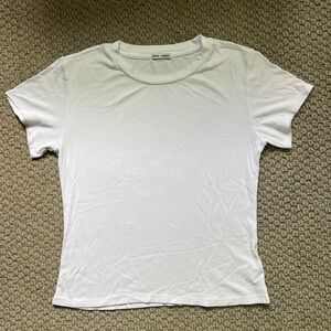 Sweet Romeo Women's Ribbed Plain White T-Shirt